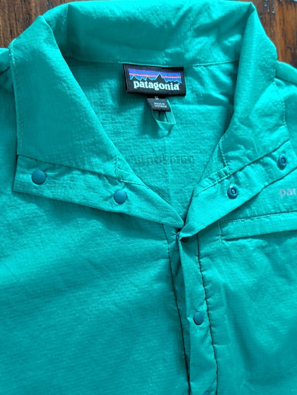 Patagonia Houdini Turquoise Long-Sleeve Snap Pullover Jacket Top Size M - Picture 4 of 14